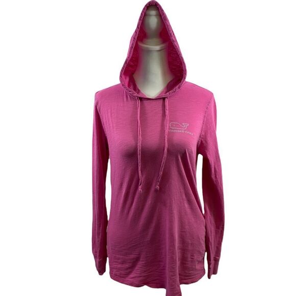 Vineyard Vines Pink Garment Dyed Slub Whale Hoodie Tee Size XXS - Picture 2 of 11